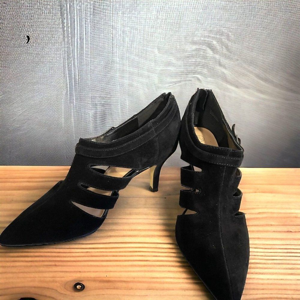 Bella Vita Womens Dylan Black Suede Cutout Ankle Shoes Heels 7.5W 50-6221 - Picture 6 of 6
